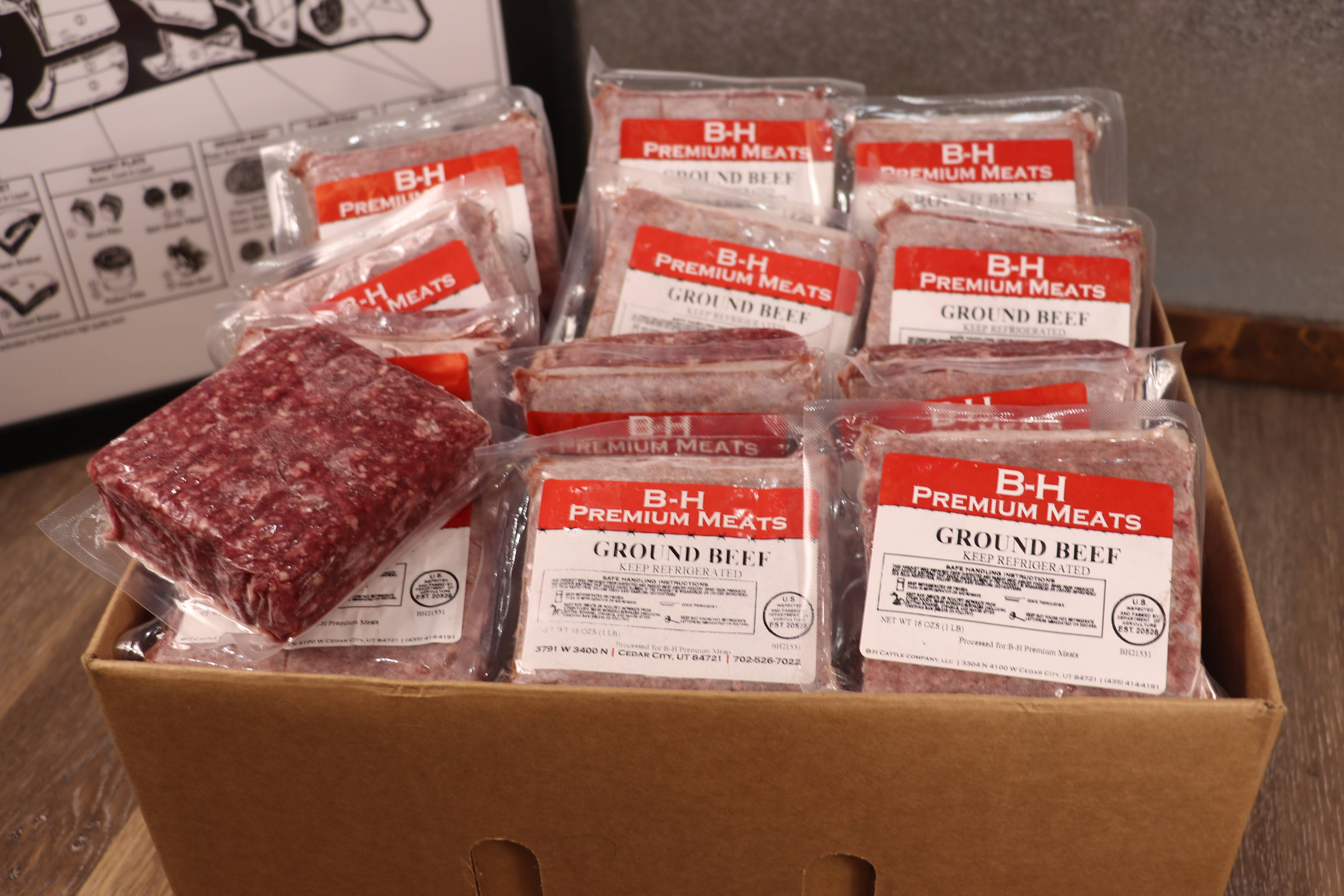 B bar H Premium Meats - Wholesale Beef - Dry Aged Ground Beef - 25lbs 1