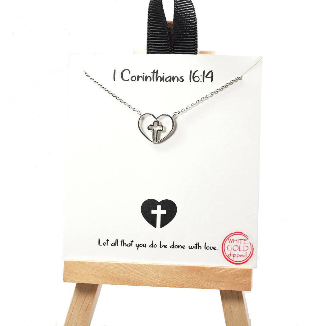 SOPHIA WHOLESALE - Vendita all'ingrosso Collana con ciondolo/pendaglio - Collana Corinthians 16 4 con croce a cuore1