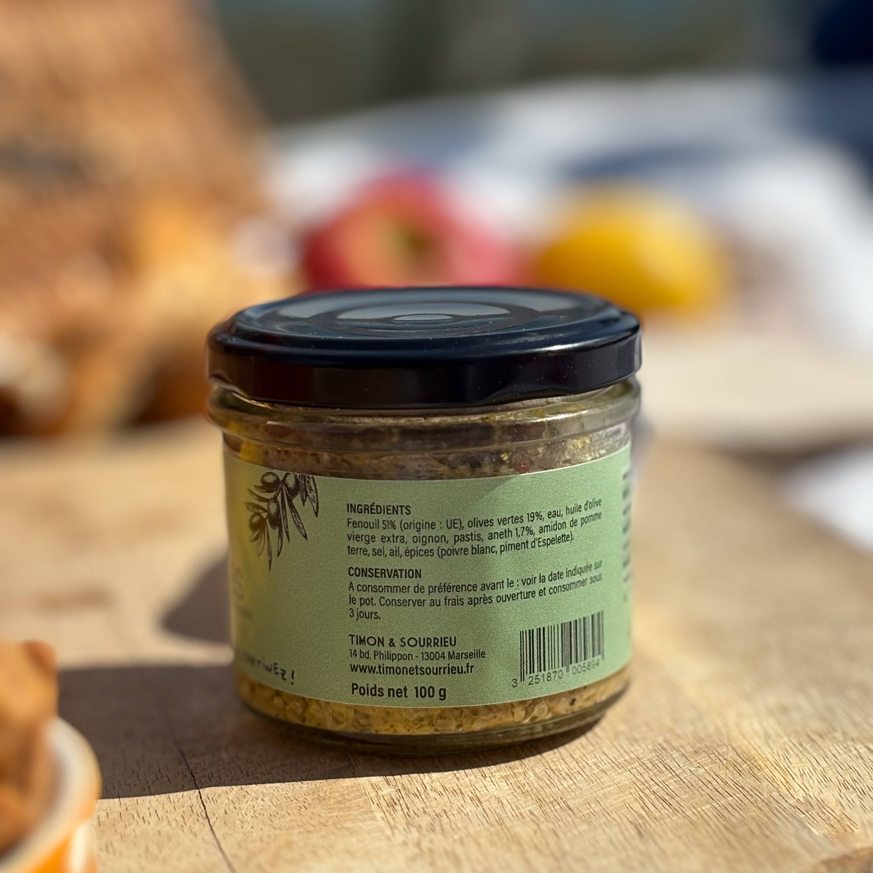 Timon et Sourrieu - Wholesale Tapenade - OAÏ D'OLIVES (olive tapenade, fennel, dill) 100 G3