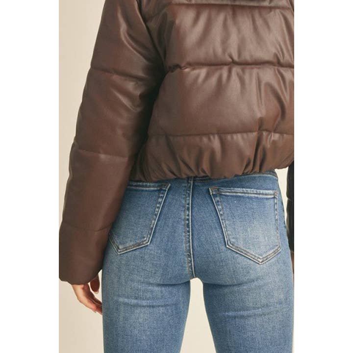 Faux Leather Puffer Jacket for wholesale by HiteJeans