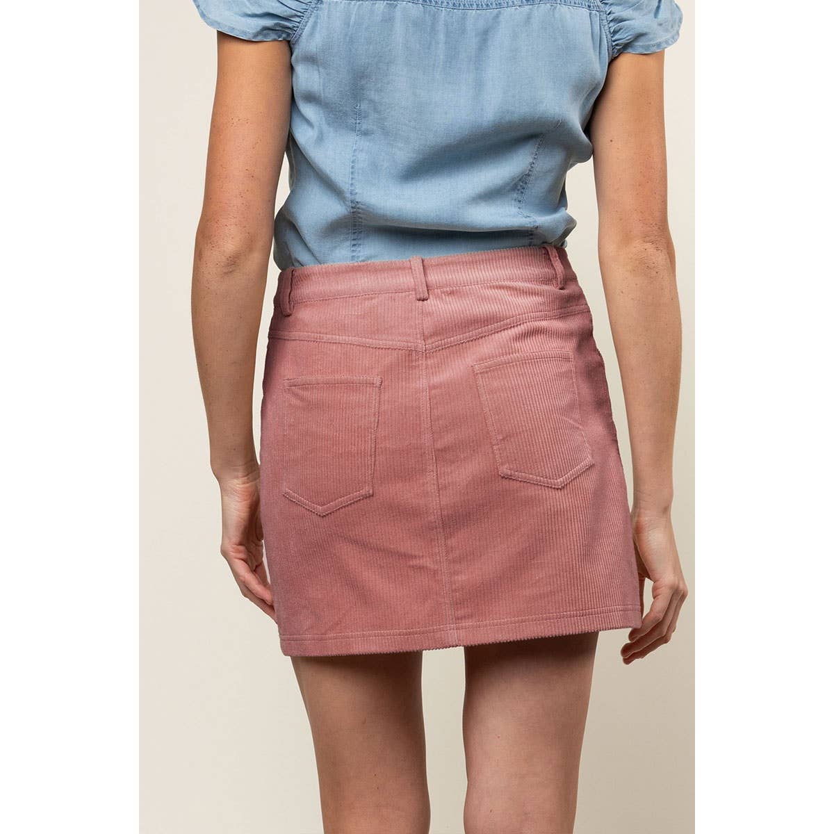 Naked Zebra - Wholesale Skirt - Women's - Corduroy Mini Skirt With Front Pockets1