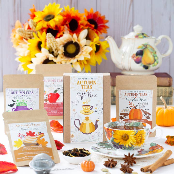 Autumn Teas Gift Box, Four 3/4oz Packets, Loose Tea for wholesale by Simpson & Vail