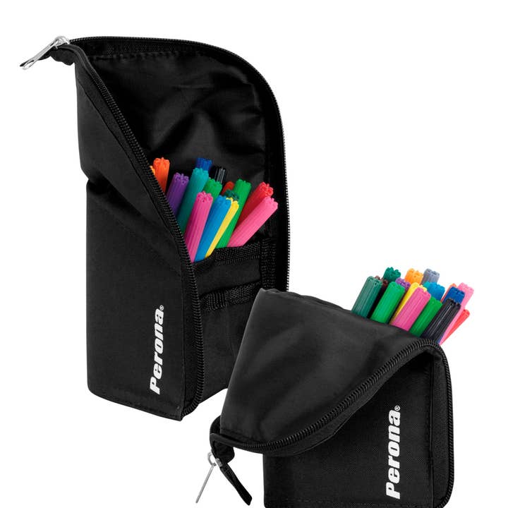 PERONA BAGS - Wholesale Pencil Case/Pouch - Perona 56944 Moldable Black Pencil Case3