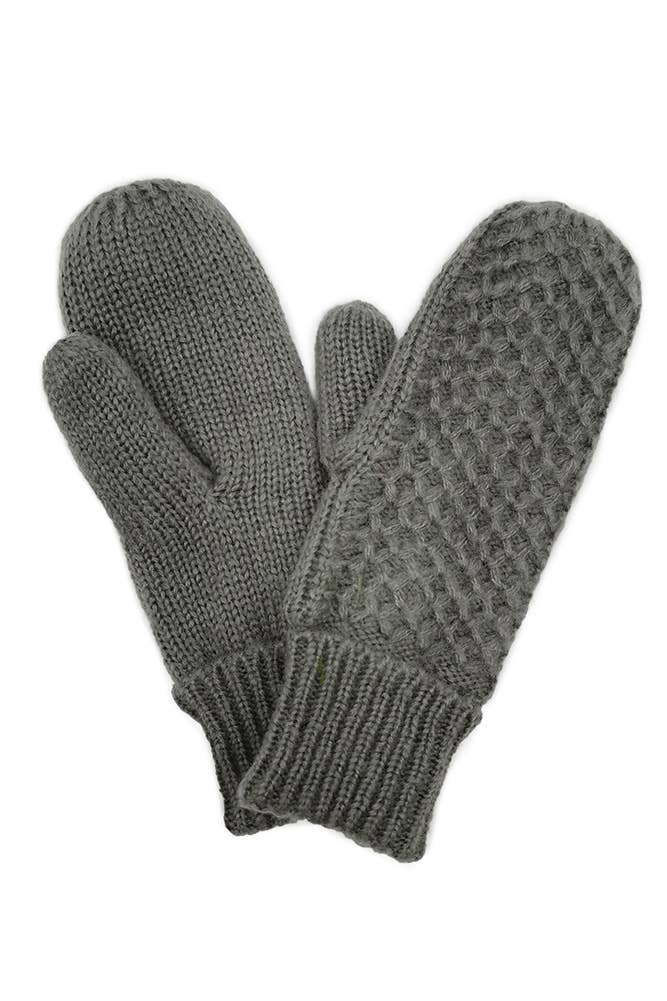 Hana - Wholesale Mittens - Women's - Sherpa Lining Cable Solid Knit Mittens5
