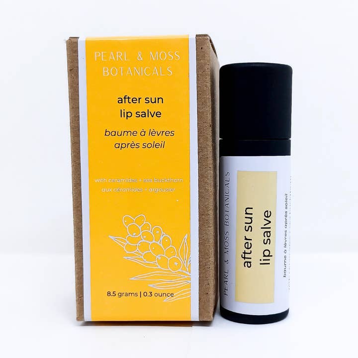 After Sun Lip Salve (With Ceramides + Sea Buckthorn) for wholesale by Pearl & Moss Botanicals Inc.