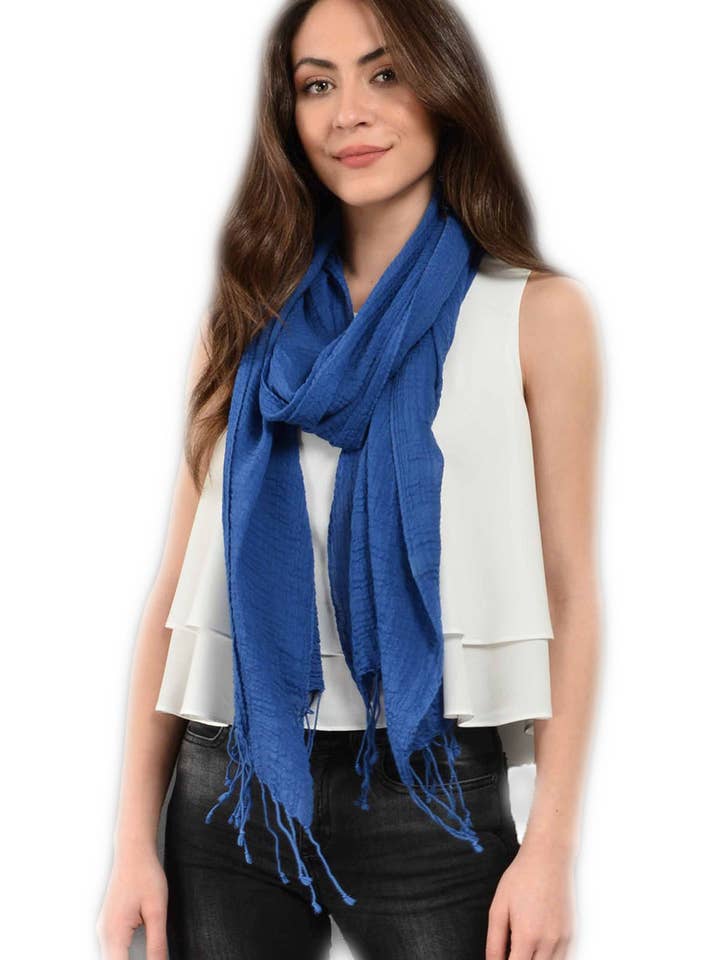 Koningsblauwe modale sjaal van katoen voor wholesale door Dosimira