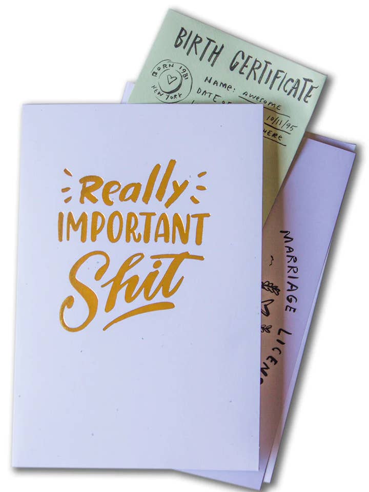 Really Important Shit Mini Folder for wholesale by Ladyfingers Letterpress
