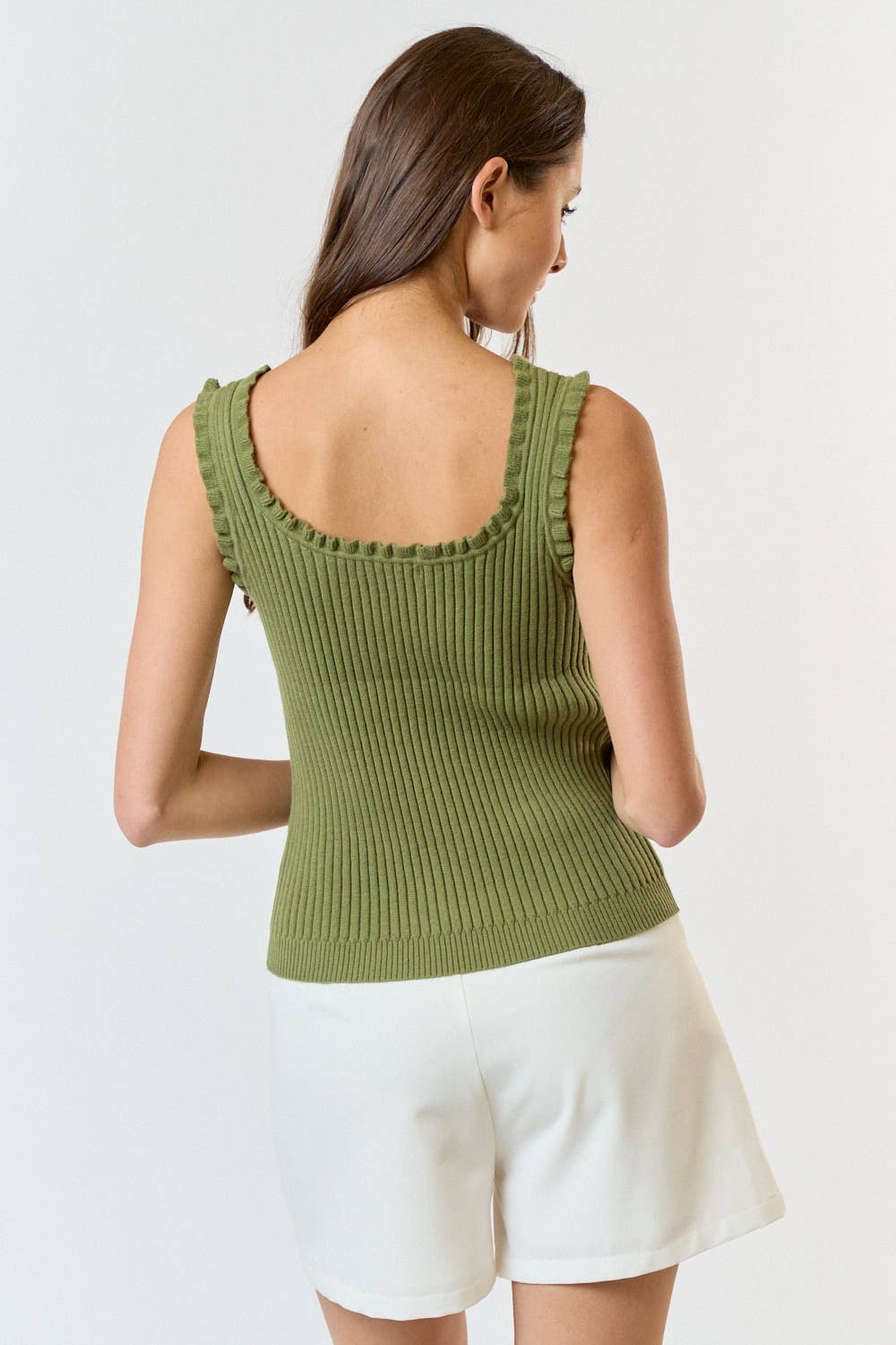 Lalavon - Wholesale Knit Top - Women's - ILT3740 3D Crochet Flower And Ruffled Hem Knit Tank Top 8