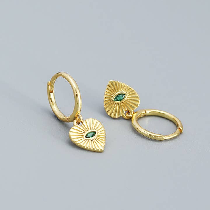 Perimade & Co. LLC - Wholesale Dangle Earrings - Evil Eye Heart Dangle Drop Earrings in 925 Sterling Silver