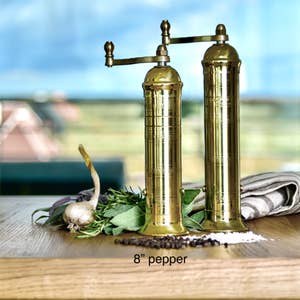 Wooden Salt and Pepper Grinder Set - Premium Acacia Wood Grinders - Refillable Salt and Pepper Mills, 6 inch Square Head Color Box