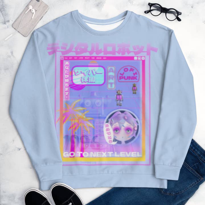 BillingtonPix - Venta al por mayor Sudadera - Unisex - Sudadera Vaporwave en tonos pastel de Digital Robots