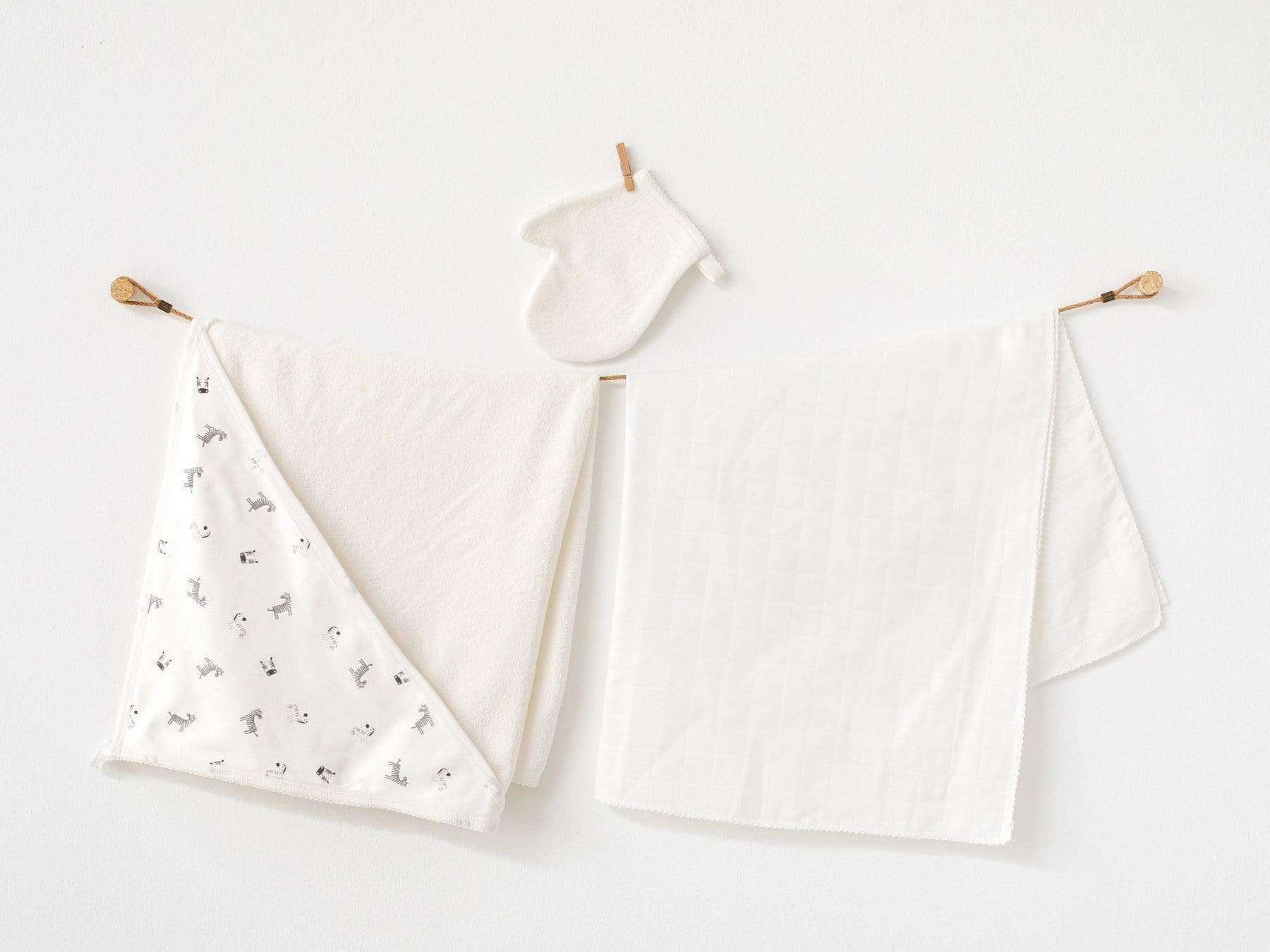 Andywawa – wholesale Handduk med huva - Barn och baby – ZZZ Zebra Print baby huva handduk set, 3 stycken baby bad Set1