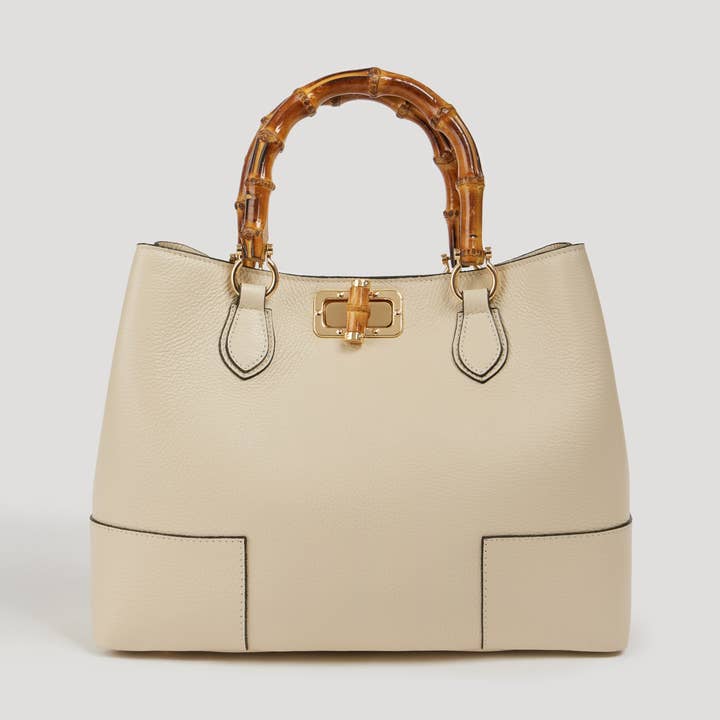 Voemièn - Wholesale Top Handle Bag - Women's - Bamboo Babe Bag in Beige Dollar Leather0