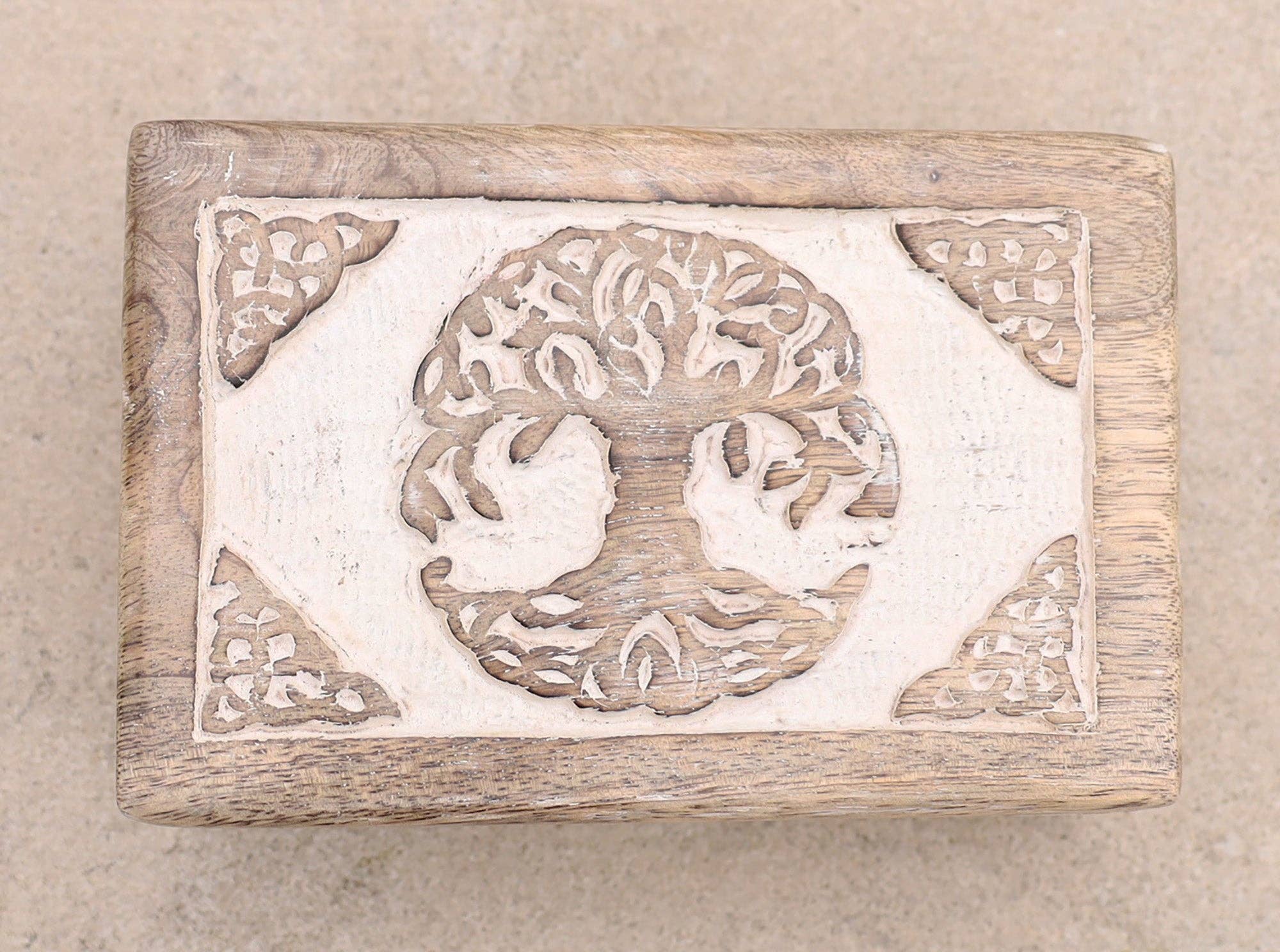 Lungta Imports – wholesale Jewellery box/organiser – Celtic Tree Of Life Hand Carved Jewelry Storage Keepsake Wooden Box13