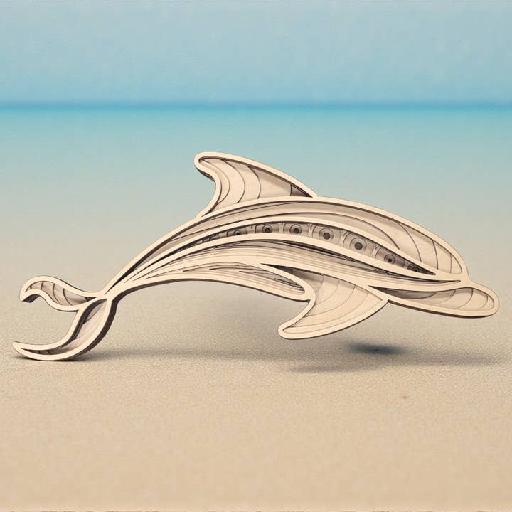Dolphin Multilayer Birch Wood Wall Art for wholesale by Gulf Coast Custom