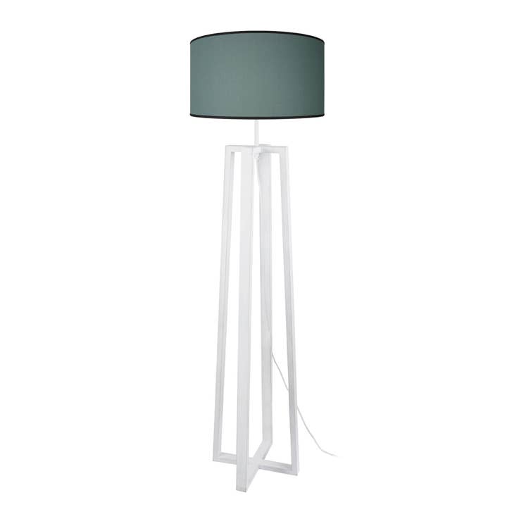 MANON B - White And Green Wood Column Floor Lamp for wholesale by Tosel Shop