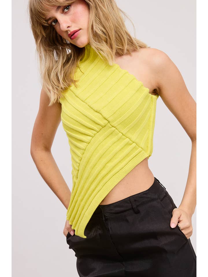 Mimosa - Wholesale Knit Top - Women's - One-Shoulder Asymmetrical Ribbed-Knit Sweater Top15