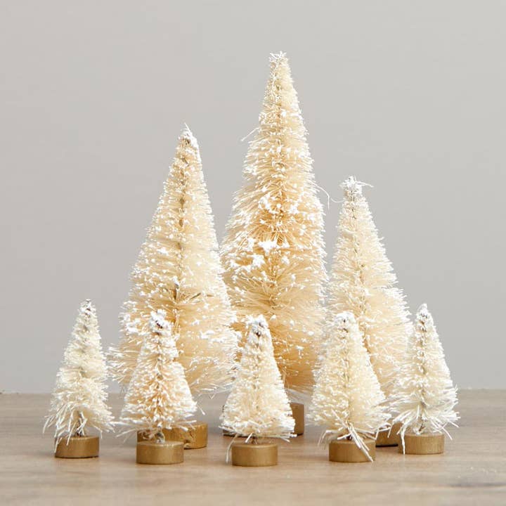 Factory Direct Craft - Wholesale Artificial Christmas Tree - Frosted Cream Bottle Brush Sisal Trees (Bag of 8)