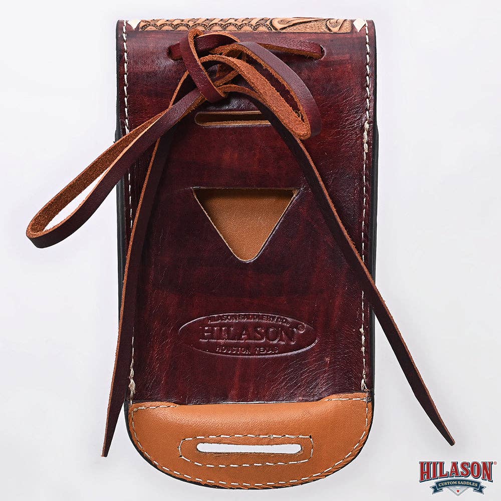 HILASON - Wholesale Phone Wallet - Women's - Hilason Basketweave Floral Cell Phone Case Tan American Leather19