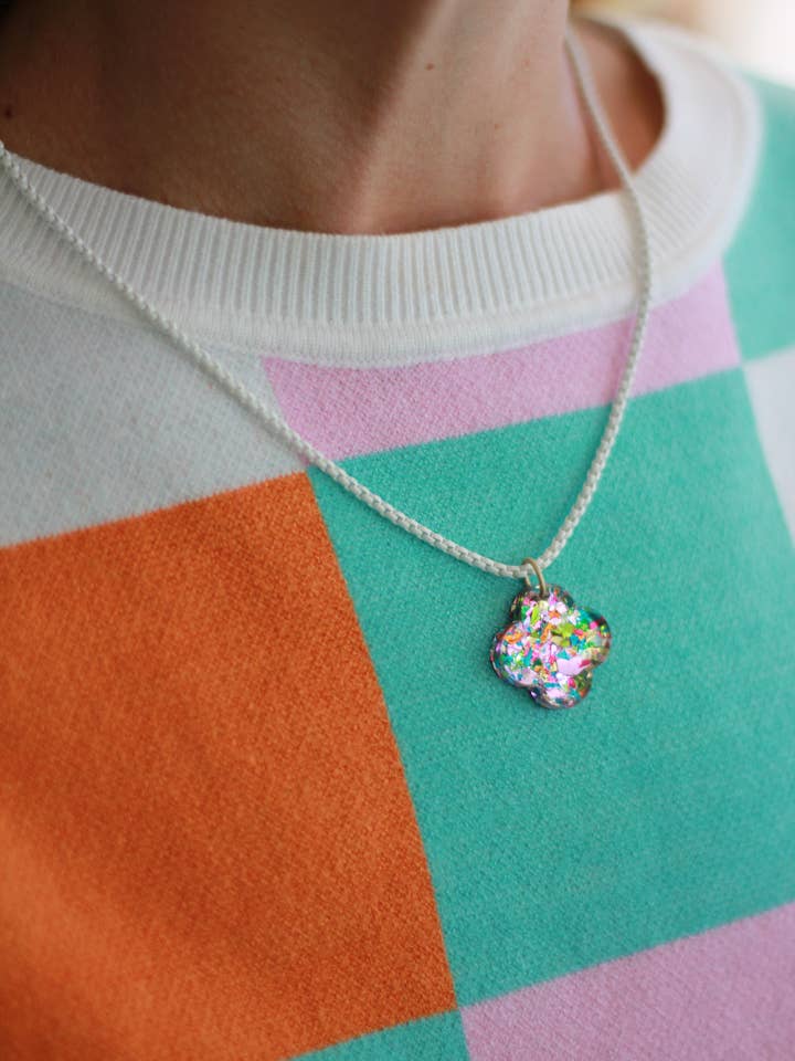 Enamel Chain Confetti Charm Necklace for wholesale by Wondermint Goods