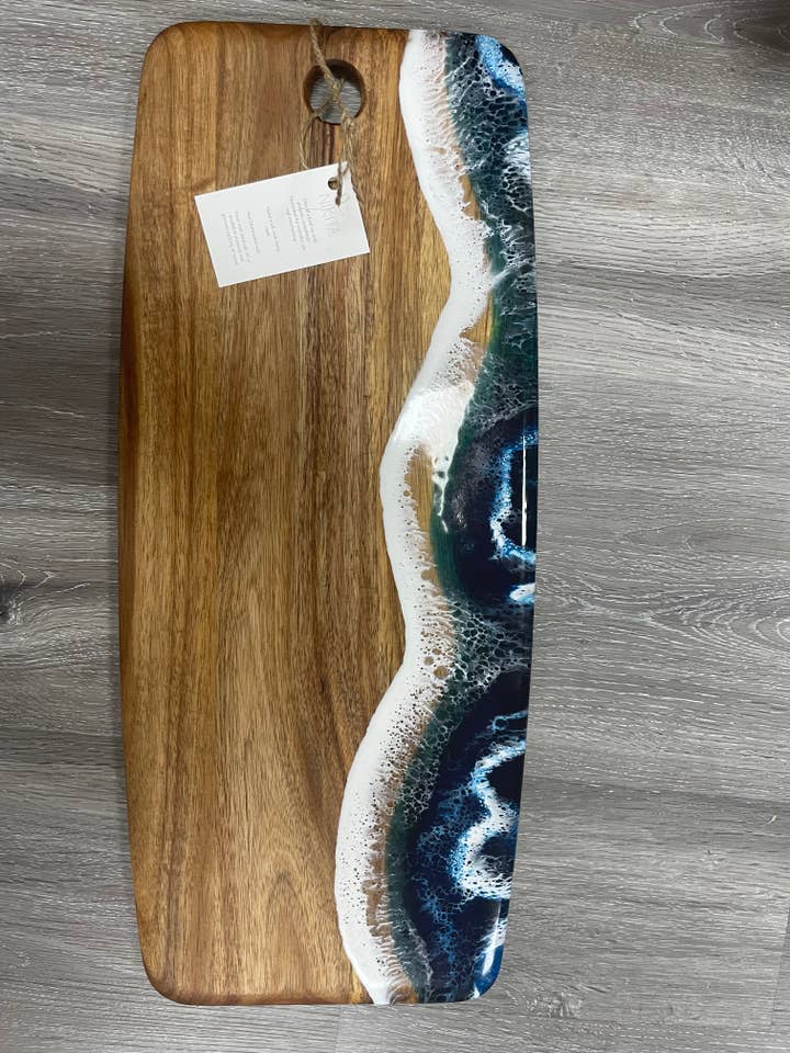 Shoreline Medium Acacia Rectangle Cheese Board for wholesale by Nikita Fine Art LLC