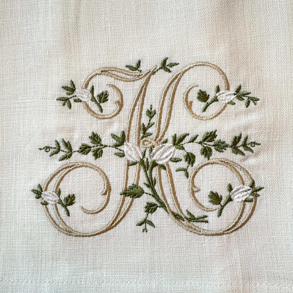 Arte Italica & Crown Linen Designs – Großhandel Geschirrtücher – Florales Monogramm-Handtuch - Neu9