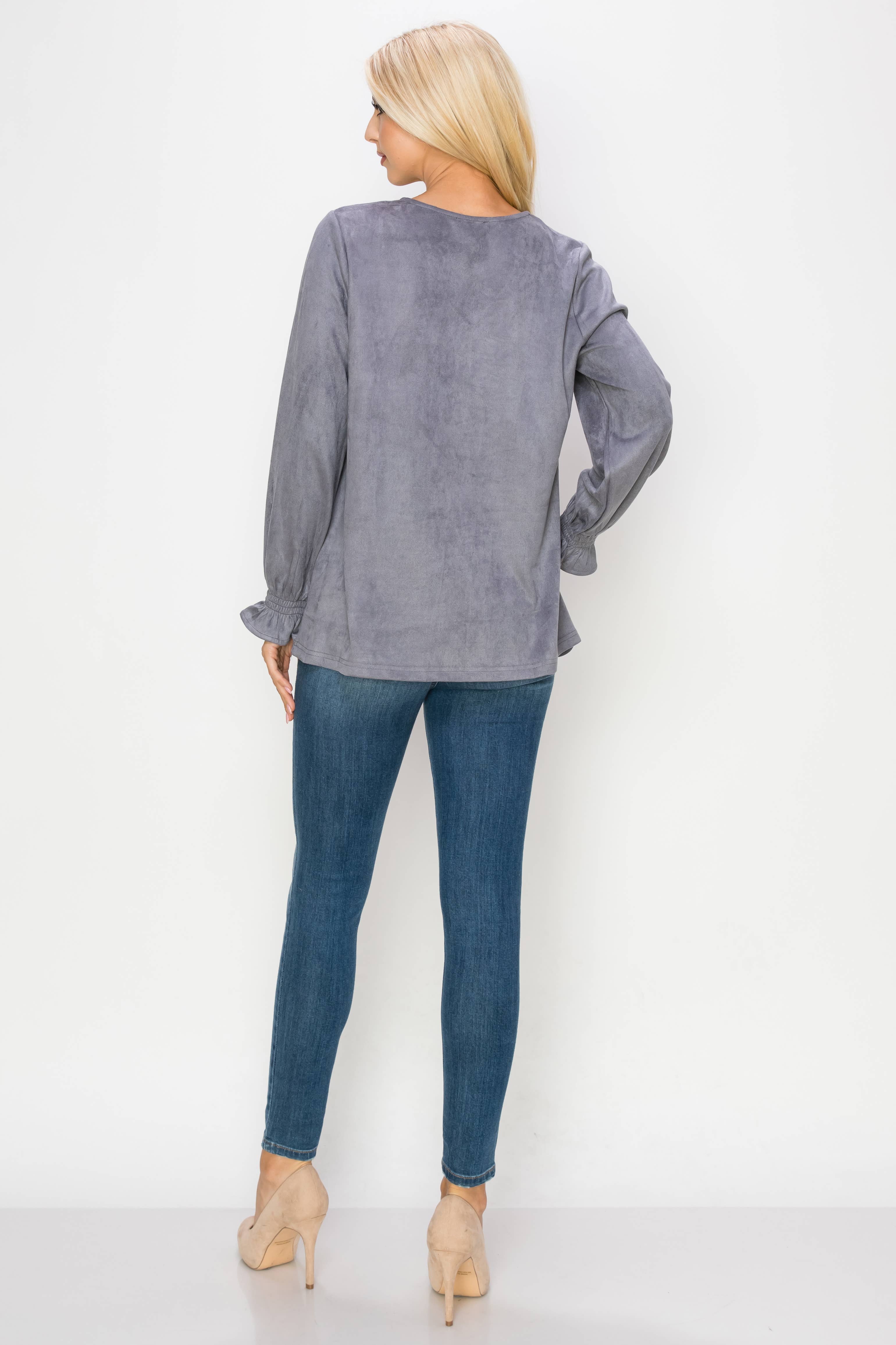 Joh Apparel - Wholesale Blouse - Women's - Abigail Stretch Suede Top22