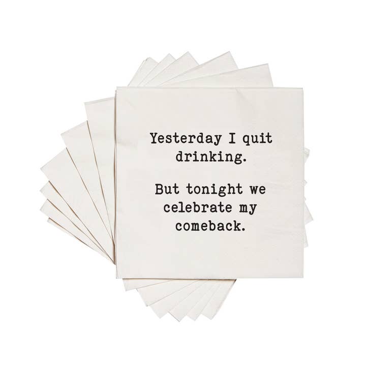 ellembee gift - Wholesale Disposable Napkin - Yesterday I quit drinking but tonight Cocktail Napkins