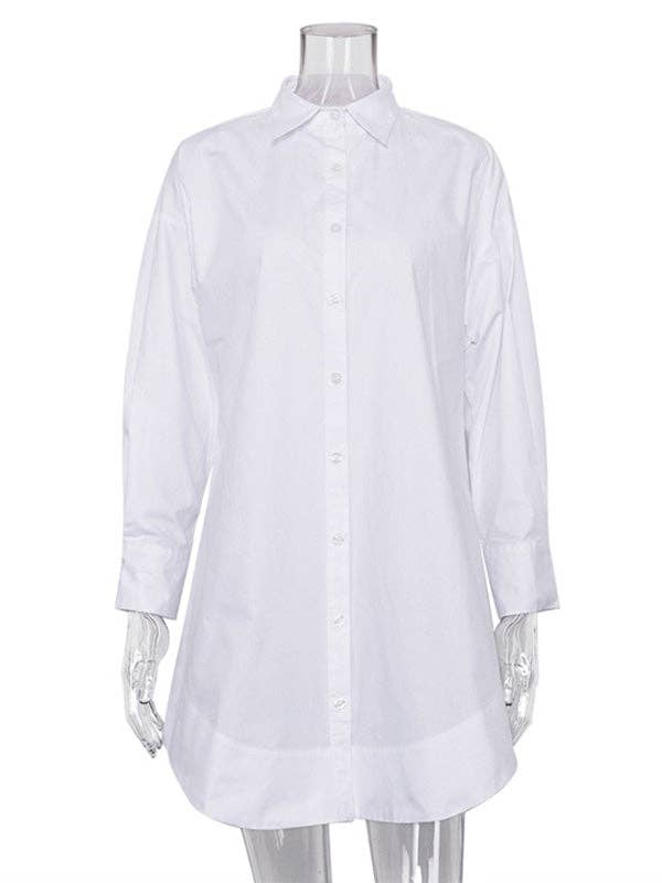 FurDecoration - Venta al por mayor Vestido - Mujer - Vestido camisa casual chic oversize de manga larga4