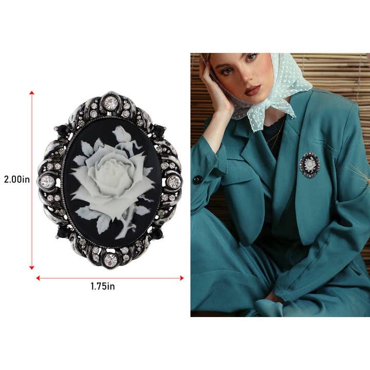 AK Brand - Wholesale Brooch - Vintage Antique Reproduct Rose Pink Flower Cameo Pin Brooch41