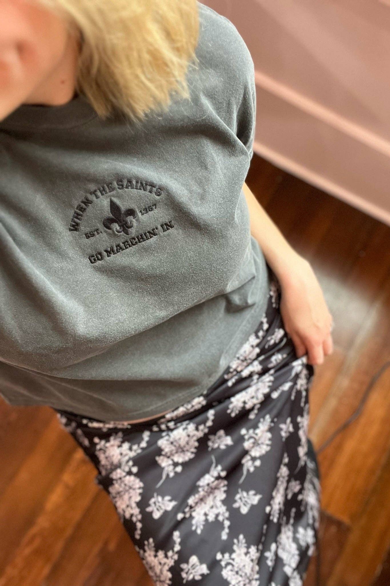 Black and Gold When the Saints Go Marchin' In Boxy Tee for wholesale on Faire7