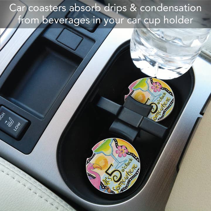 CounterArt/Highland Home/Thirstystone/CoasterStone - Wholesale Car Coaster - Unisex - Five O'Clock Somewhere Bulk Stone Car Coaster-NO PACKAGING4