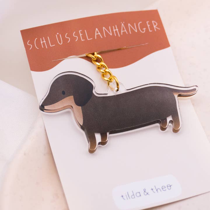 Tilda&Theo - Venta al por mayor Llavero - Unisex - Llavero para perro Dachshund, acrílico, regalo, raza de perro