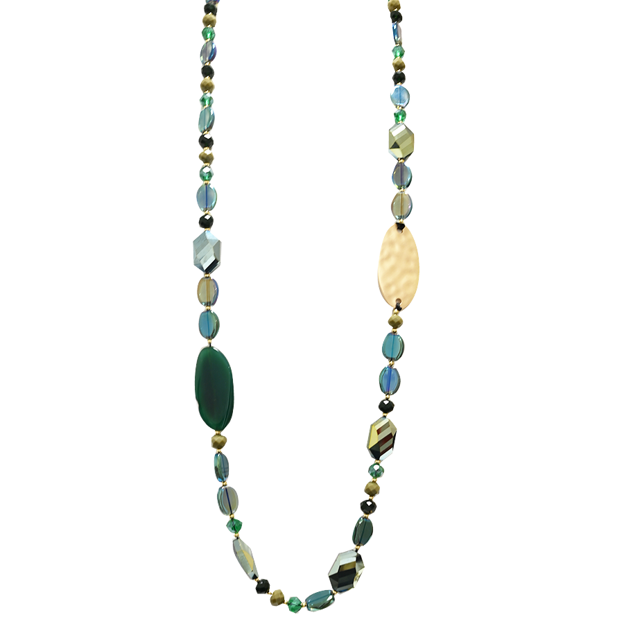 AMORINO SRL - Wholesale Beaded/Pearl Necklace - ADJUSTABLE NECKLACE WITH STONES AND CRYSTALS - HZM24144A2721