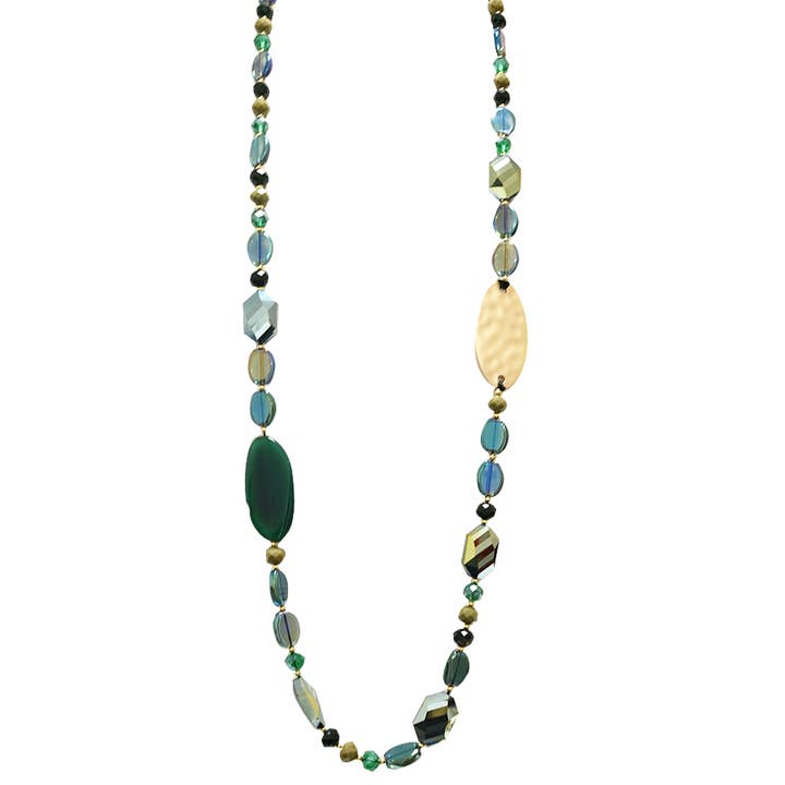 AMORINO SRL - Wholesale Beaded/Pearl Necklace - ADJUSTABLE NECKLACE WITH STONES AND CRYSTALS - HZM24144A2721