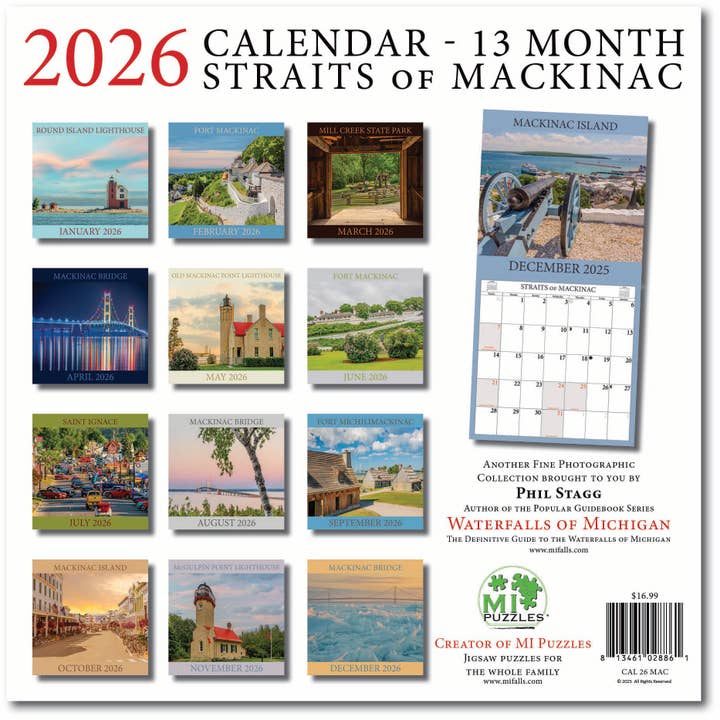Phil Stagg Photography - Vendita all'ingrosso Calendario - Calendario da parete 2026 STRETTI di MACKINAC di 13 mesi (30x30 cm)1