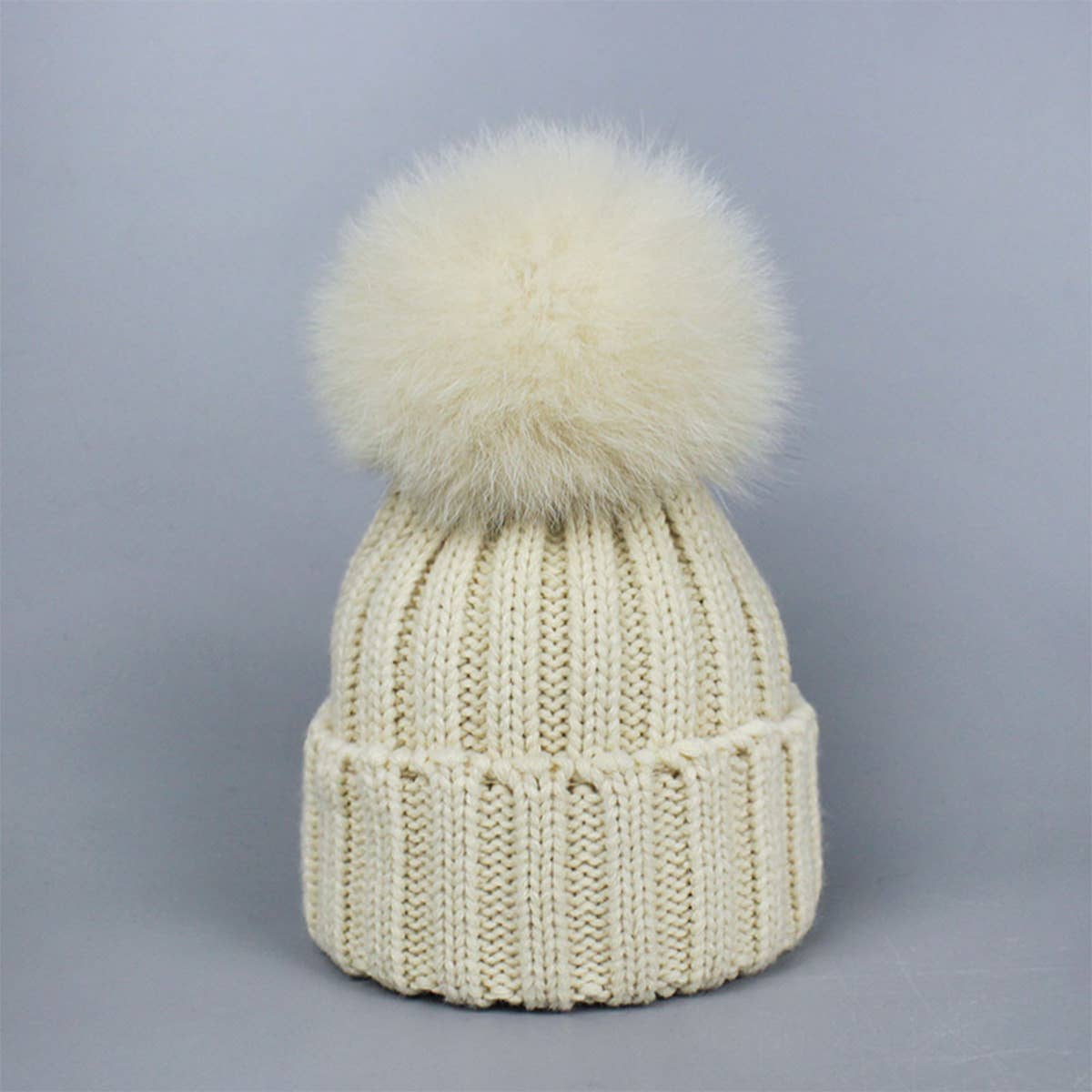 ACCITY - Wholesale Beanie - Women's - Winter Warm Hat with Real Fox Fur Pom Pom_CWAH049844