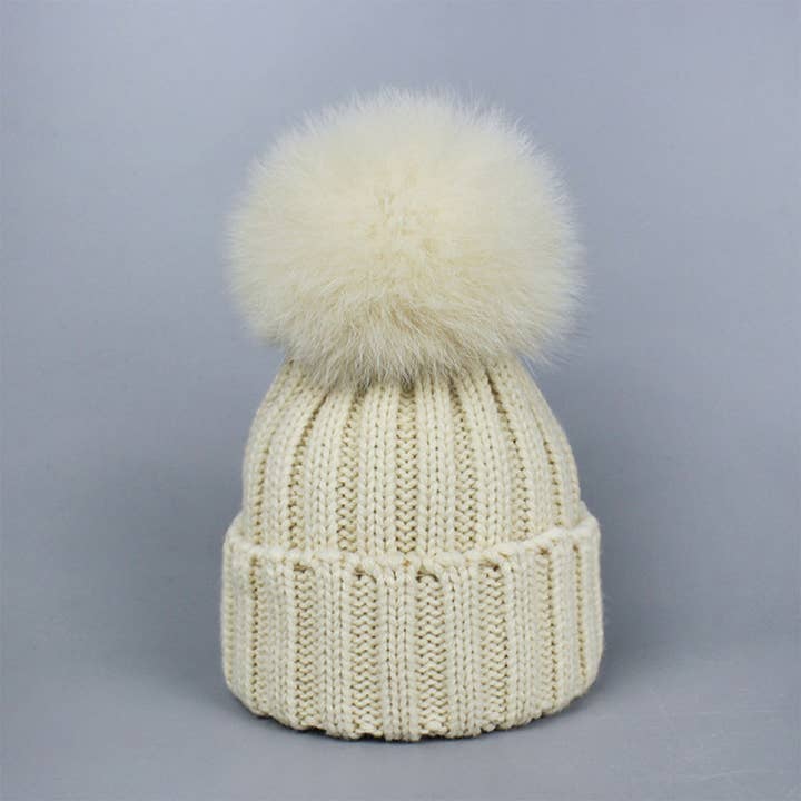 ACCITY - Wholesale Beanie - Women's - Winter Warm Hat with Real Fox Fur Pom Pom_CWAH049844