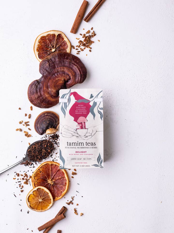 Delight - Mélange bien-être au thé aux champignons Reishi pour la vente par Tamim Teas - Mushroom Teas