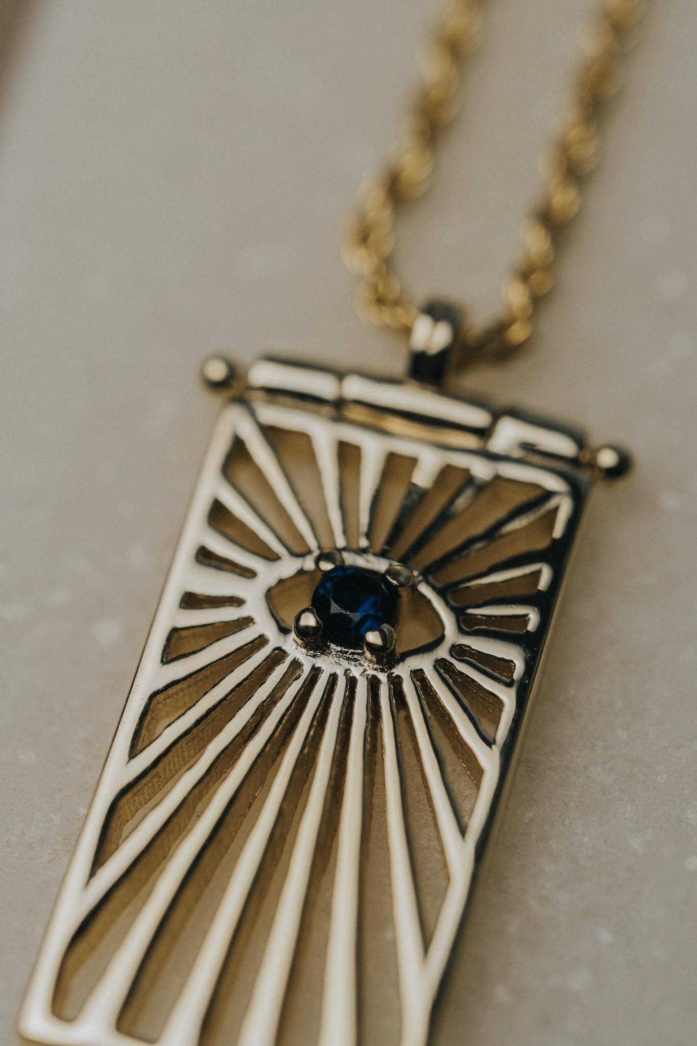 Spitfire Girl - Wholesale Pendant/Charm Necklace - Starmaker Sapphire Rectangle Eye Necklace5