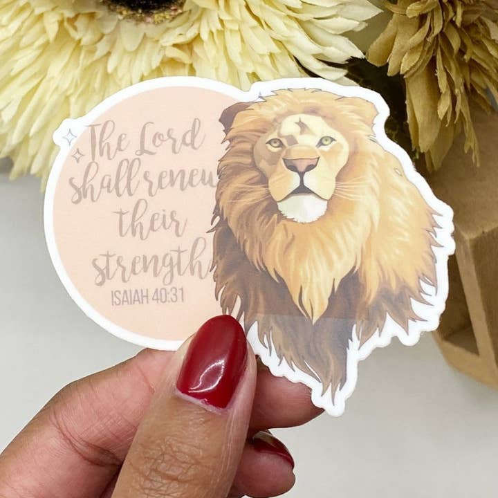 Calming Lion Bible Verse Sticker - Waterproof Vinyl for wholesale by Dear Bold Believer