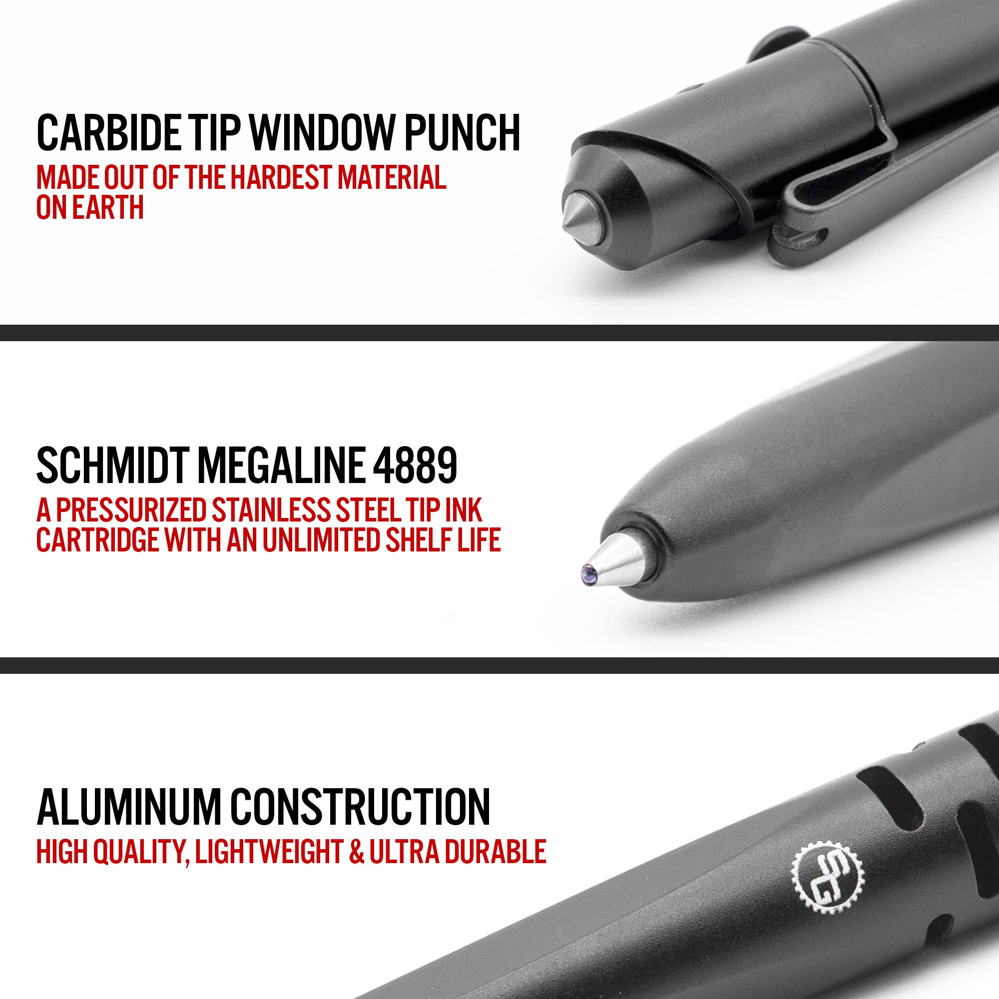 CurateNYC - Wholesale Pen - SKRAWL Tactical Pen with Pressurized Ink & Window Breaker2