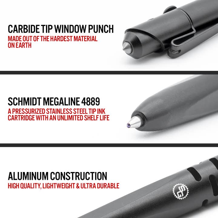 CurateNYC - Wholesale Pen - SKRAWL Tactical Pen with Pressurized Ink & Window Breaker2