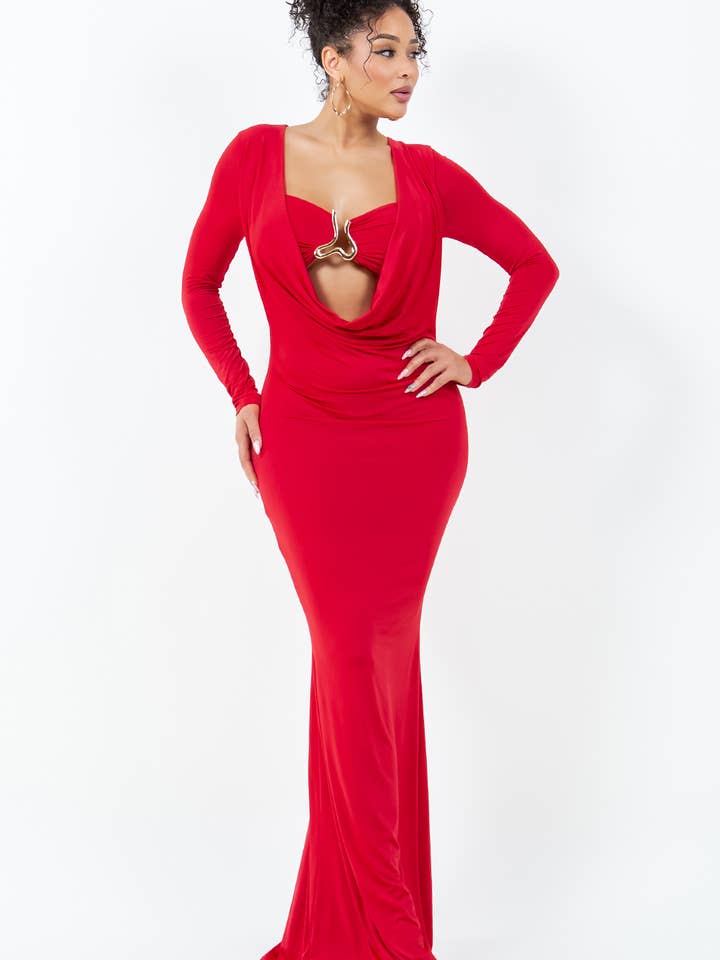 Cowlneck-klänning med kantdetalj för wholesale av Belita Collection