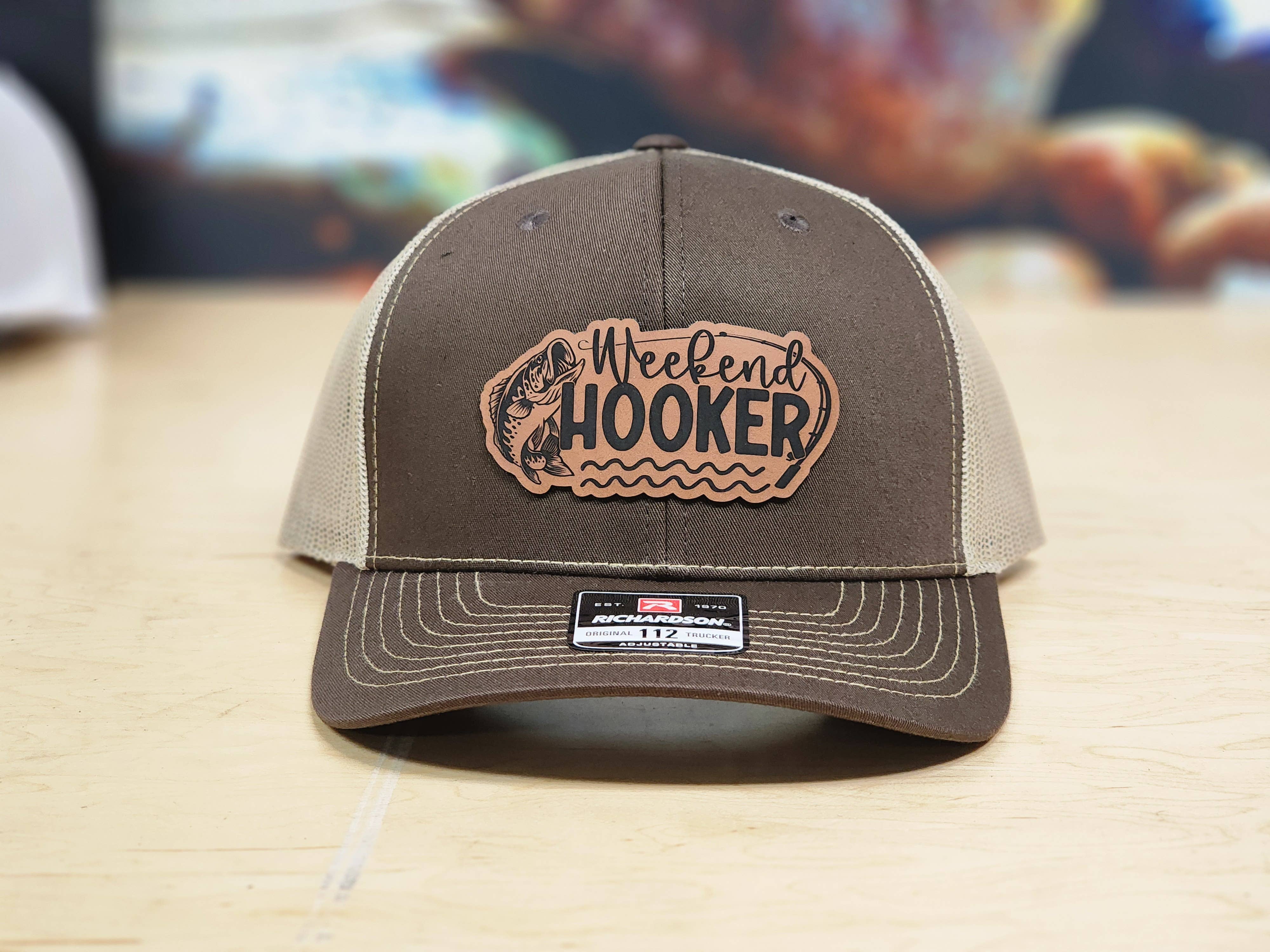 Knot Creatives - Wholesale Trucker Hat - Unisex - Funny Fishing Hat, Brown Weekend Hooker, Richardson 1125