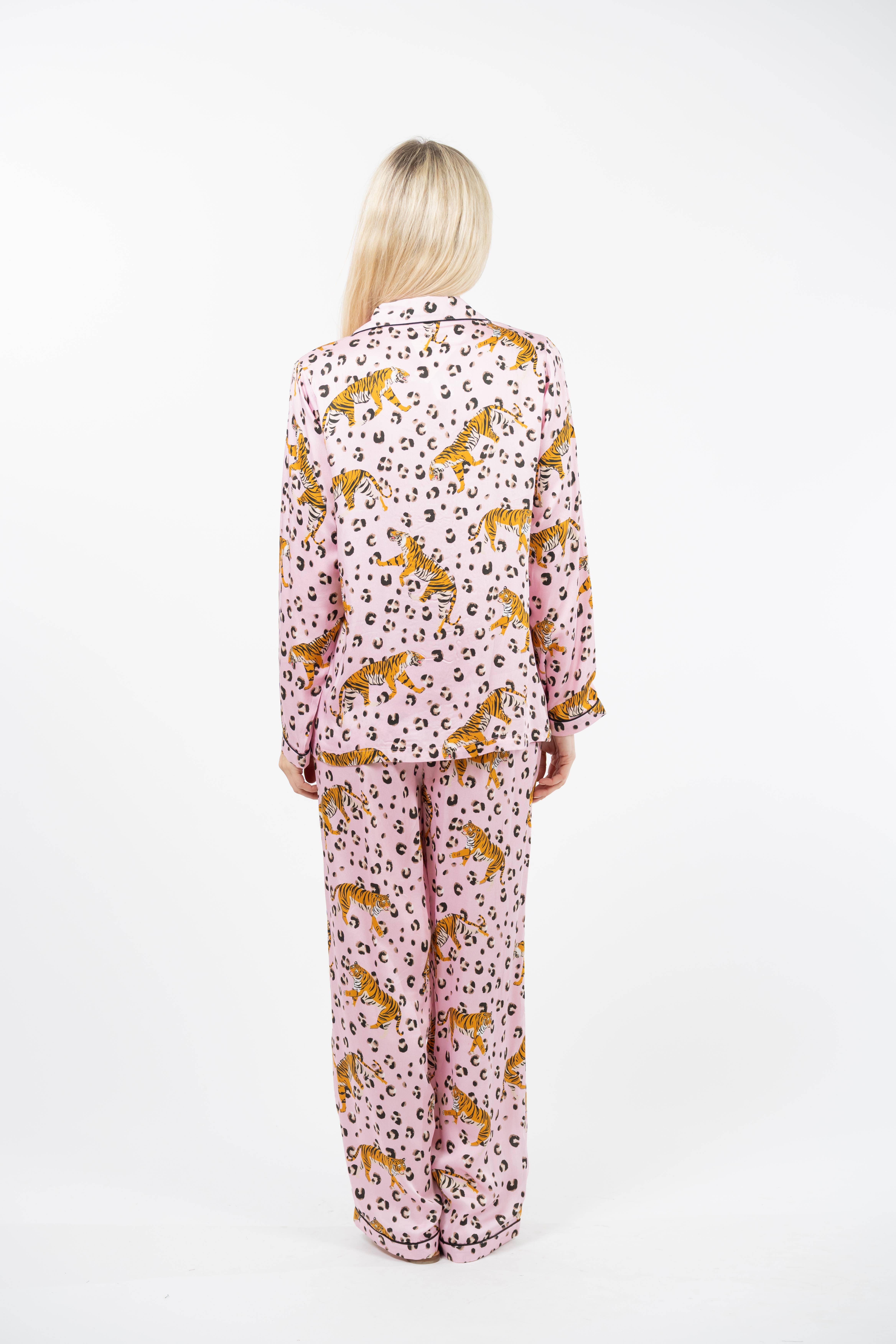 TIGER Traji Tiger- Animal Print Long Sleeve Pajama Set for wholesale on Faire1