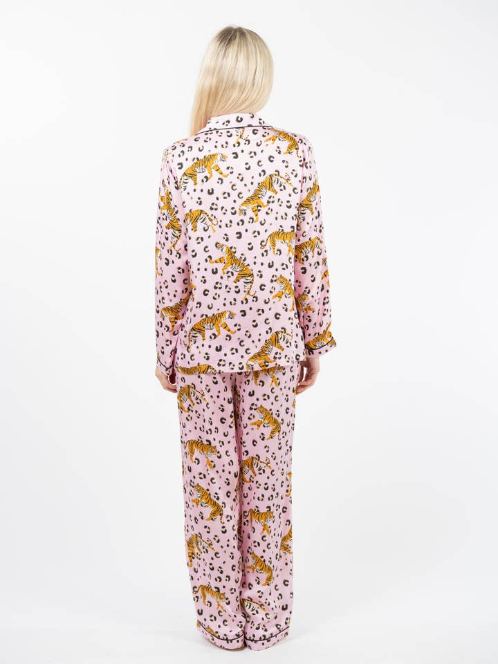 TIGER Traji Tiger- Animal Print Long Sleeve Pajama Set for wholesale on Faire1