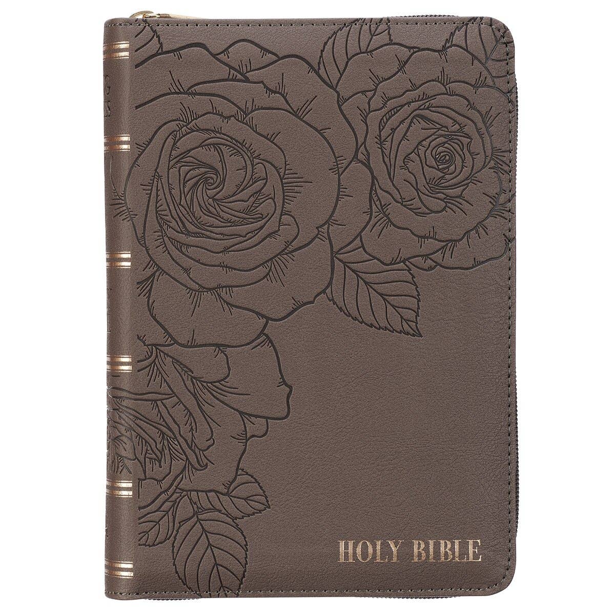 Christian Art Gifts - Wholesale Religion Book - KJV Bible Compact LP Faux Leather, Gray w/zipper0