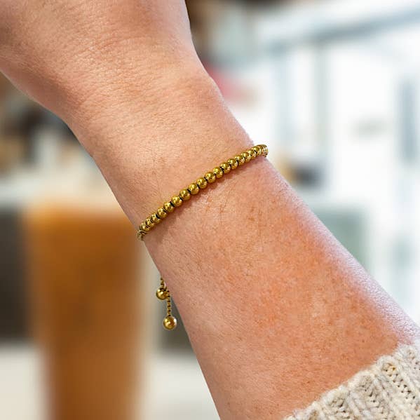 Nash Grey - Wholesale Beaded Bracelet - Natural Elements Gold Beaded Bracelet