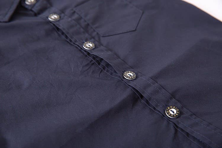Fennco Styles - Wholesale Button Down Shirt - Kids - Navy Blue Cotton Button-Down Shirt – Baby & Toddler4